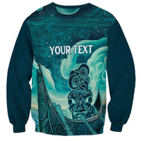 Personalised New Zealand Waitangi Day Sweatshirt Hei Tiki With Maori Waka - Whakarare Pattern