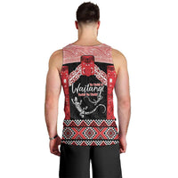 Toitu Te Tiriti O Waitangi Men Tank Top Maori Wharenui With Taniko Motifs