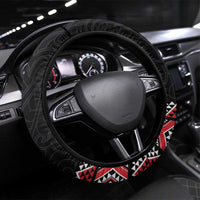 Toitu Te Tiriti O Waitangi Steering Wheel Cover Maori Wharenui With Taniko Motifs