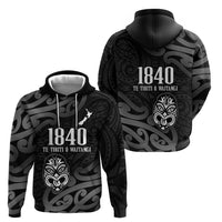 New Zealand 1840 Waitangi Day Hoodie Aotearoa Haka Mask - Black Version