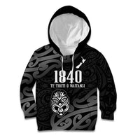 New Zealand 1840 Waitangi Day Kid Hoodie Aotearoa Haka Mask - Black Version