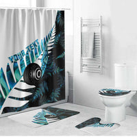New Zealand Lawn Bowls Custom Bathroom Set Aotearoa Silver Fern Paua Shell - Polynesian Pride
