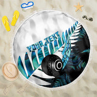 New Zealand Lawn Bowls Custom Beach Blanket Aotearoa Silver Fern Paua Shell - Polynesian Pride