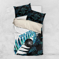 New Zealand Lawn Bowls Custom Bedding Set Aotearoa Silver Fern Paua Shell - Polynesian Pride