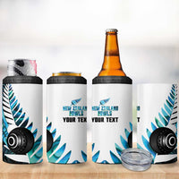 New Zealand Lawn Bowls Custom 4 in 1 Can Cooler Tumbler Aotearoa Silver Fern Paua Shell - Polynesian Pride