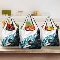 New Zealand Lawn Bowls Custom Grocery Bag Aotearoa Silver Fern Paua Shell - Polynesian Pride