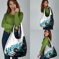New Zealand Lawn Bowls Custom Grocery Bag Aotearoa Silver Fern Paua Shell - Polynesian Pride