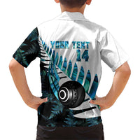 New Zealand Lawn Bowls Custom Kid Hawaiian Shirt Aotearoa Silver Fern Paua Shell - Polynesian Pride