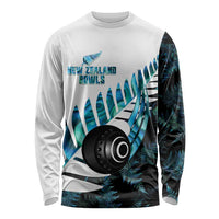 New Zealand Lawn Bowls Custom Long Sleeve Shirt Aotearoa Silver Fern Paua Shell - Polynesian Pride