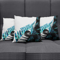 New Zealand Lawn Bowls Custom Pillow Cover Aotearoa Silver Fern Paua Shell - Polynesian Pride
