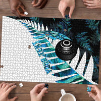 New Zealand Lawn Bowls Custom Puzzle Aotearoa Silver Fern Paua Shell - Polynesian Pride
