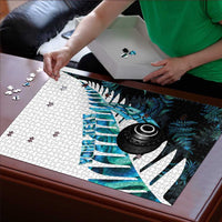 New Zealand Lawn Bowls Custom Puzzle Aotearoa Silver Fern Paua Shell - Polynesian Pride