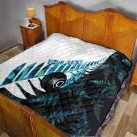 New Zealand Lawn Bowls Custom Quilt Aotearoa Silver Fern Paua Shell - Polynesian Pride
