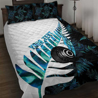 New Zealand Lawn Bowls Custom Quilt Bed Set Aotearoa Silver Fern Paua Shell - Polynesian Pride