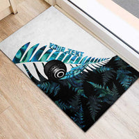 New Zealand Lawn Bowls Custom Rubber Doormat Aotearoa Silver Fern Paua Shell - Polynesian Pride