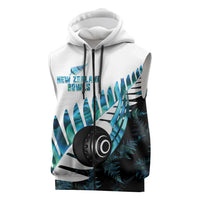 New Zealand Lawn Bowls Custom Sleeveless Zip Hoodie Aotearoa Silver Fern Paua Shell - Polynesian Pride