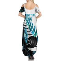 New Zealand Lawn Bowls Custom Summer Maxi Dress Aotearoa Silver Fern Paua Shell - Polynesian Pride
