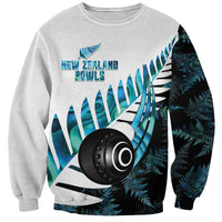 New Zealand Lawn Bowls Custom Sweatshirt Aotearoa Silver Fern Paua Shell - Polynesian Pride