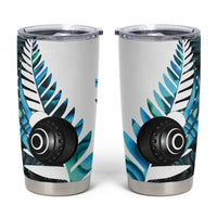 New Zealand Lawn Bowls Custom Tumbler Cup Aotearoa Silver Fern Paua Shell - Polynesian Pride
