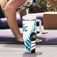 New Zealand Lawn Bowls Custom Tumbler With Handle Aotearoa Silver Fern Paua Shell - Polynesian Pride