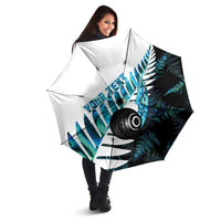 New Zealand Lawn Bowls Custom Umbrella Aotearoa Silver Fern Paua Shell - Polynesian Pride