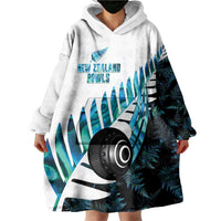 New Zealand Lawn Bowls Custom Wearable Blanket Hoodie Aotearoa Silver Fern Paua Shell - Polynesian Pride