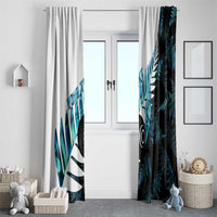 New Zealand Lawn Bowls Custom Window Curtain Aotearoa Silver Fern Paua Shell - Polynesian Pride