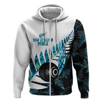 New Zealand Lawn Bowls Custom Zip Hoodie Aotearoa Silver Fern Paua Shell LT14 Zip Hoodie Black - Polynesian Pride