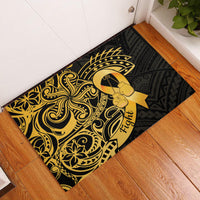 Polynesia Bone Cancer Awareness Rubber Doormat Fight Warriors