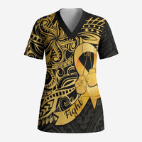 Polynesia Bone Cancer Awareness Scrub Top Fight Warriors - Polynesian Pride
