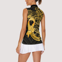 Polynesia Bone Cancer Awareness Women Sleeveless Polo Shirt Fight Warriors