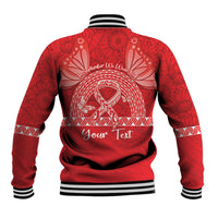Personalised In September We Wear Red Baseball Jacket Polynesia Blood Cancer Awareness