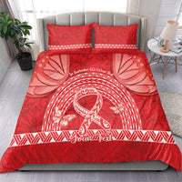Personalised In September We Wear Red Bedding Set Polynesia Blood Cancer Awareness