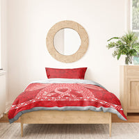 Personalised In September We Wear Red Bedding Set Polynesia Blood Cancer Awareness