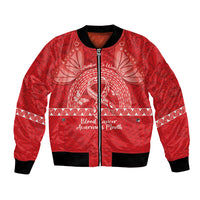 Personalised In September We Wear Red Bomber Jacket Polynesia Blood Cancer Awareness