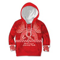 Personalised In September We Wear Red Kid Hoodie Polynesia Blood Cancer Awareness