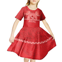Personalised In September We Wear Red Kid Short Sleeve Dress Polynesia Blood Cancer Awareness