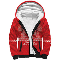 Personalised In September We Wear Red Sherpa Hoodie Polynesia Blood Cancer Awareness