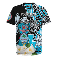 Personalised Guam Liberation Day Rugby Jersey Chamorro Latte Stone With Guasali Flowers