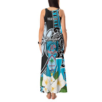 Personalised Guam Liberation Day Tank Maxi Dress Chamorro Latte Stone With Guasali Flowers