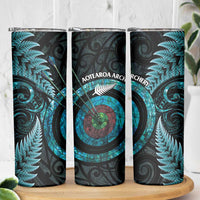 New Zealand Archery Skinny Tumbler Aotearoa Silver Fern Maori - Polynesian Pride