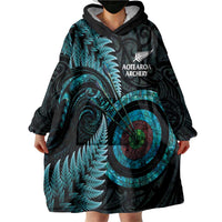 New Zealand Archery Wearable Blanket Hoodie Aotearoa Silver Fern Maori - Polynesian Pride