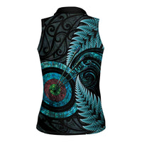 New Zealand Archery Women Sleeveless Polo Shirt Aotearoa Silver Fern Maori - Polynesian Pride