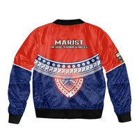 Fiji School Sleeve Zip Bomber Jacket Marist Brothers Fijian Tapa Pattern LT14 - Polynesian Pride