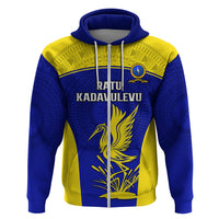 Fiji School Hoodie Ratu Kadavulevu Heron With Fijian Tapa LT14 Zip Hoodie Gold - Polynesian Pride