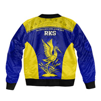 Fiji School Sleeve Zip Bomber Jacket Ratu Kadavulevu Heron With Fijian Tapa LT14 - Polynesian Pride
