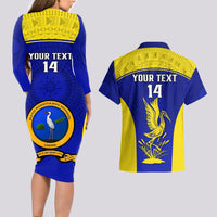 Custom Fiji School Couples Matching Long Sleeve Bodycon Dress and Hawaiian Shirt Ratu Kadavulevu Heron With Fijian Tapa LT14 - Polynesian Pride