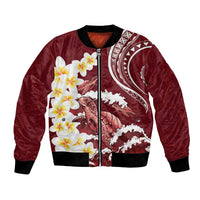 Blood Gold Polynesia Bomber Jacket Polynesian Frangipani With Sea Turtles