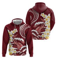 Blood Gold Polynesia Hoodie Polynesian Frangipani With Sea Turtles