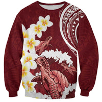 Blood Gold Polynesia Sweatshirt Polynesian Frangipani With Sea Turtles